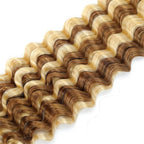 QVR Human Braiding Hair P27/613 Highlight Deep Wave Bulk Hair for Boho Braids