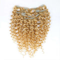 QVR #613 Hair 7Pcs Clip in Hair Extension Brazilian Jerry Curly Blonde Color Virgin Human Hair
