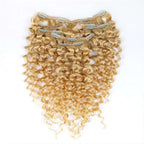 QVR Natural Black Hair 7Pcs Clip in Hair Extension Brazilian Jerry Curly Virgin Human Hair