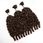 QVR Boho Braids Burmese Curly Hair Bulk For Braids Chocolate Brown Human Hair Extensions