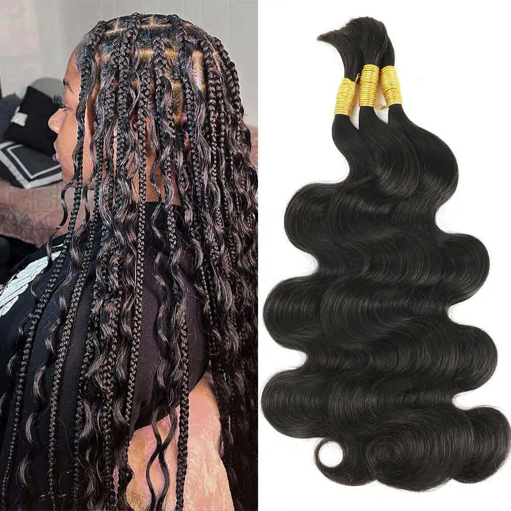 QVR 1 Pack Human Bulk Hair Extensions for Boho Knotless Braiding