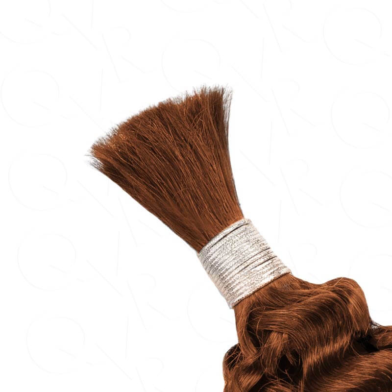 QVR Auburn Brown #30 Water Wave Bulk Hair Extensions for Boho Knotless Braiding