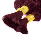 QVR Burgundy Deep Wave Bulk Hair Extensions for Boho Knotless Braiding
