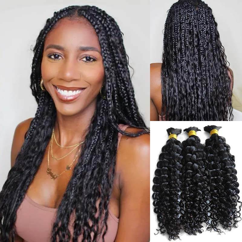 QVR Silk Straight Bulk Hair Extensions for Boho Knotless Braiding