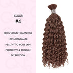 QVR Dark Brown #4 Water Wave Bulk Hair Extensions for Boho Knotless Braiding