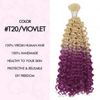 QVR Ombre #T20/VIOVLET Water Wave Bulk Hair Extensions for Boho Knotless Braiding
