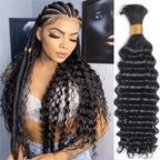 QVR Deep Wave Bulk Hair Extensions for Boho Knotless Braiding