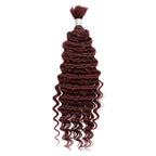 QVR Burgundy Deep Wave Bulk Hair Extensions for Boho Knotless Braiding