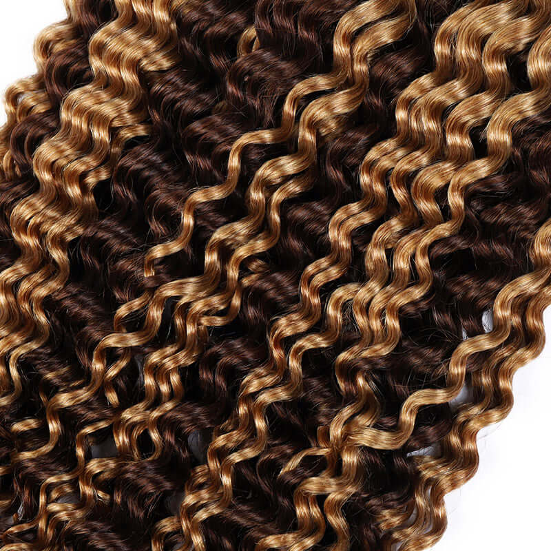 QVR Highlight P4/27 Kinky Curly Bulk Hair Extensions for Boho Knotless Braiding
