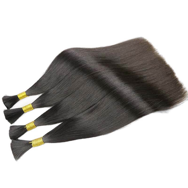 QVR Silk Straight Bulk Hair Extensions for Boho Knotless Braiding