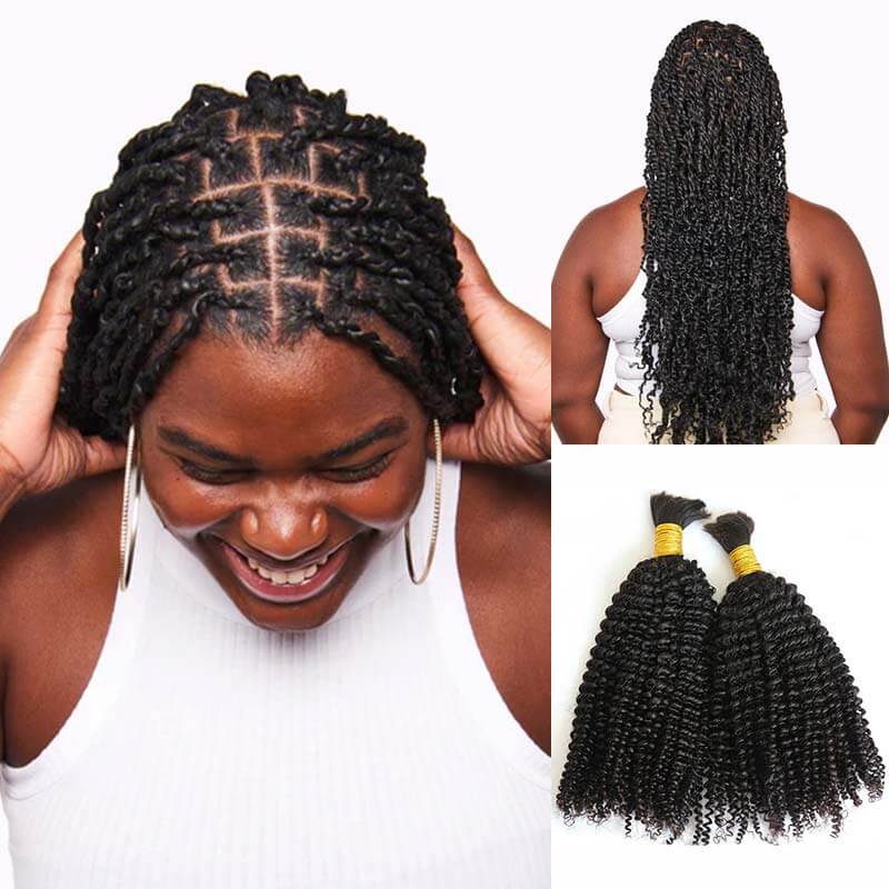 QVR Kinky Curly Bulk Hair Extensions for Boho Knotless Braiding