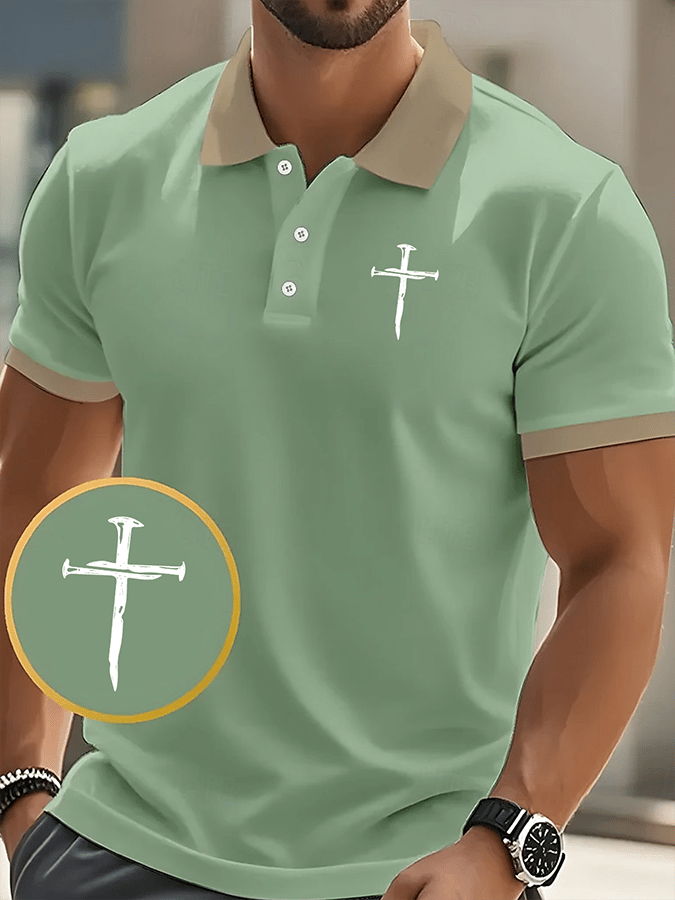 Men's Faith Printed Casual Polo Shirt
