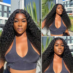 QVR Glueless Water Wave V Part Wigs 180% Density Super Natural Human Hair Glueless 0 Skill Needed Wig