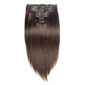 QVR #4 Dark Brown Straight/Body Wave 7Pcs Clip in Hair Extensions