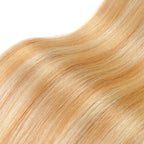QVR Blonde Straight 7Pcs Clip in Hair Extensions Highlight #P27/613 Color Virgin Human Hair