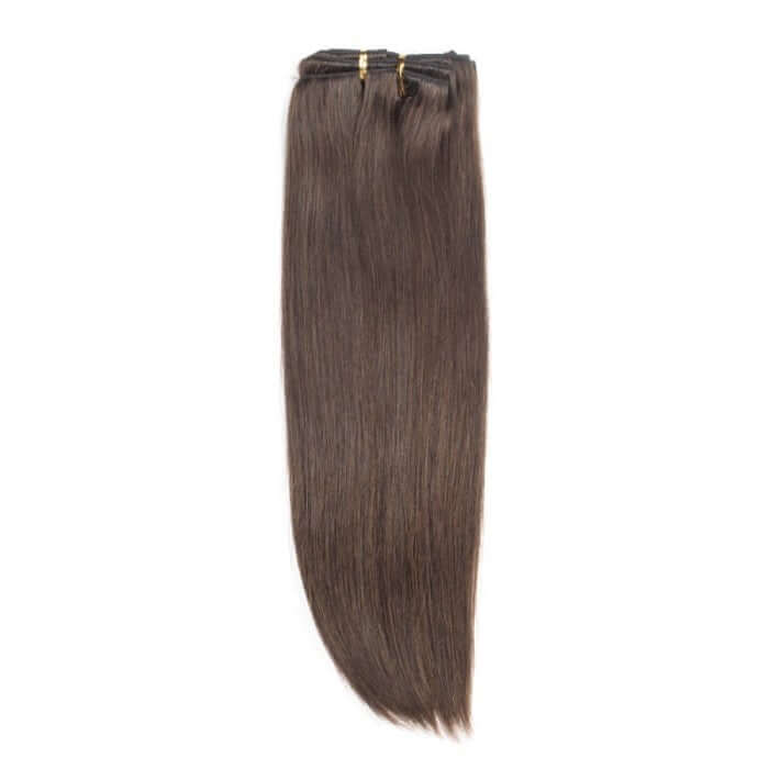 QVR #4 Dark Brown Straight/Body Wave 7Pcs Clip in Hair Extensions