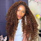 QVR Seamless Burmese Curly Feather Crochet Hair Highlight #P4/27 Machine Made Human Hair Extensions