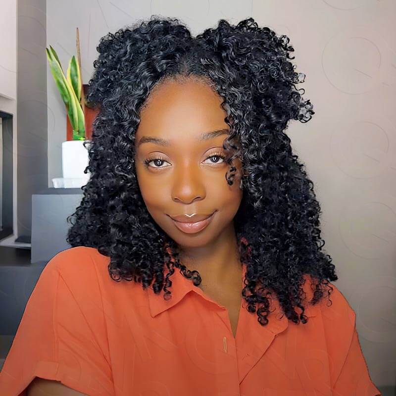 QVR Premium Chinese Hair Small Kinky Curly Virgin Human Crochet Hair Natural Black Machine Made Feather Crochet Hairstyles
