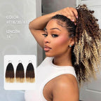 QVR Ombre #T1B/30/613 Small Kinky Curly Machine Made Feather Crochet Human Hair Extensions
