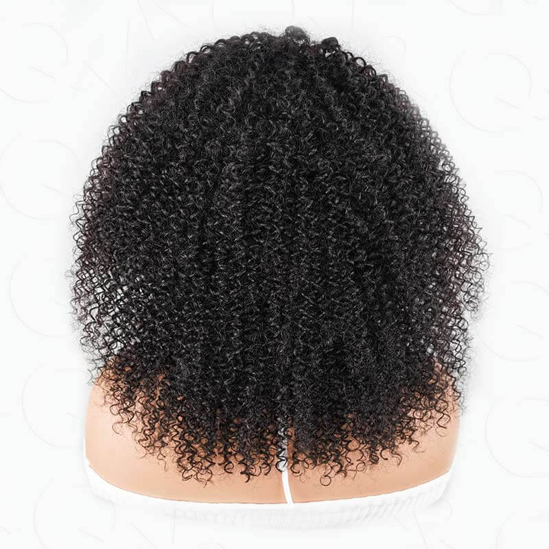 QVR Glueless Kinky Curly Half Wig 250% Density Human Hair Wig Wear Go Flip Over Wig