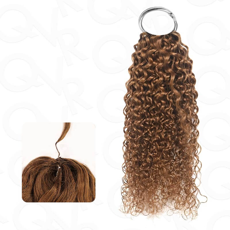 QVR Dark Brown #4 Crochet Hair Small Kinky Curly Machine Made Feather Human Hair Extension