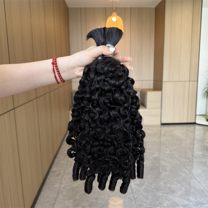 QVR Bora Bora Braids Burmese Curly Bulk 100% Human Hair Extensions For Bohemian Knotless Braids