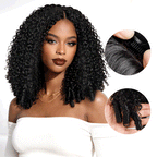 QVR Glueless Burmese Curly V Part Wigs Natural Black Invisible Lace Edge Human Hair Wig