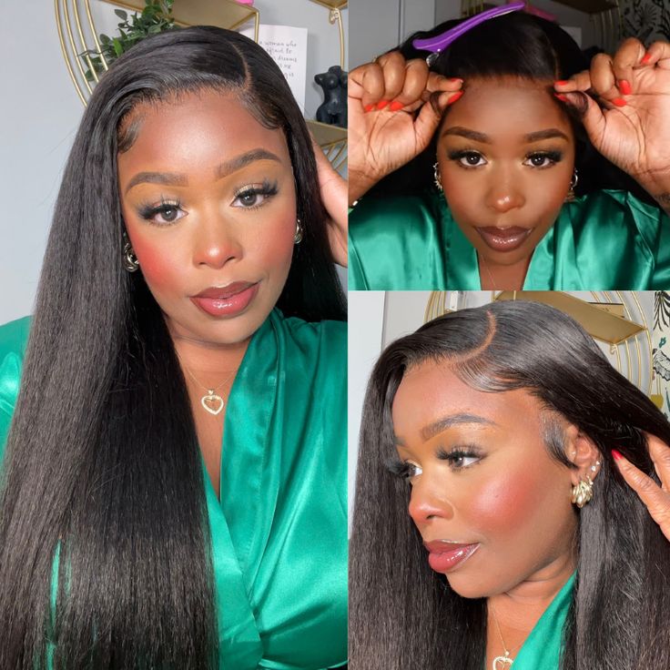 QVR Glueless 13x4/4x4/5x5 Lace Closure Wig Yaki Kinky Straight Wear and Go Human Hair Wigs