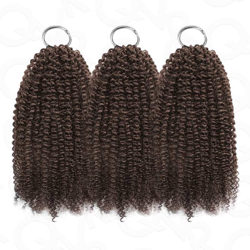 QVR Soft Feather Crochet Hair 3 Packs Small Kinky Curly Machine Made Human Hair Extension