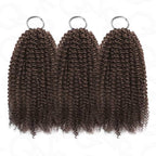 QVR Dark Brown #4 Crochet Hair Afro Kinky Curly Machine Made Feather Human Hair Extension