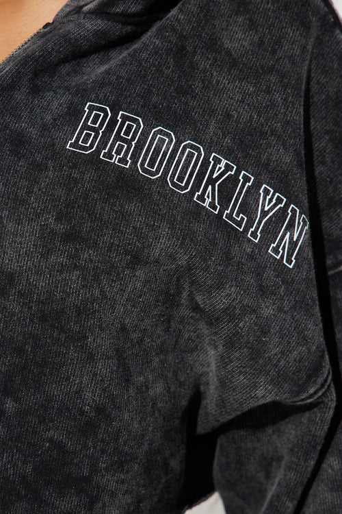 Brooklyn City Washed Hoodie - Black Wash