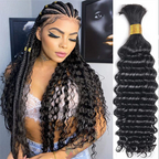 QVR Deep Wave Bulk Hair Extensions for Boho Knotless Braiding