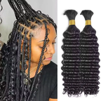 QVR Deep Wave Bulk Hair Extensions for Boho Knotless Braiding