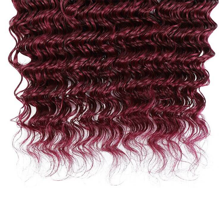 QVR Burgundy Deep Wave Bulk Hair Extensions for Boho Knotless Braiding