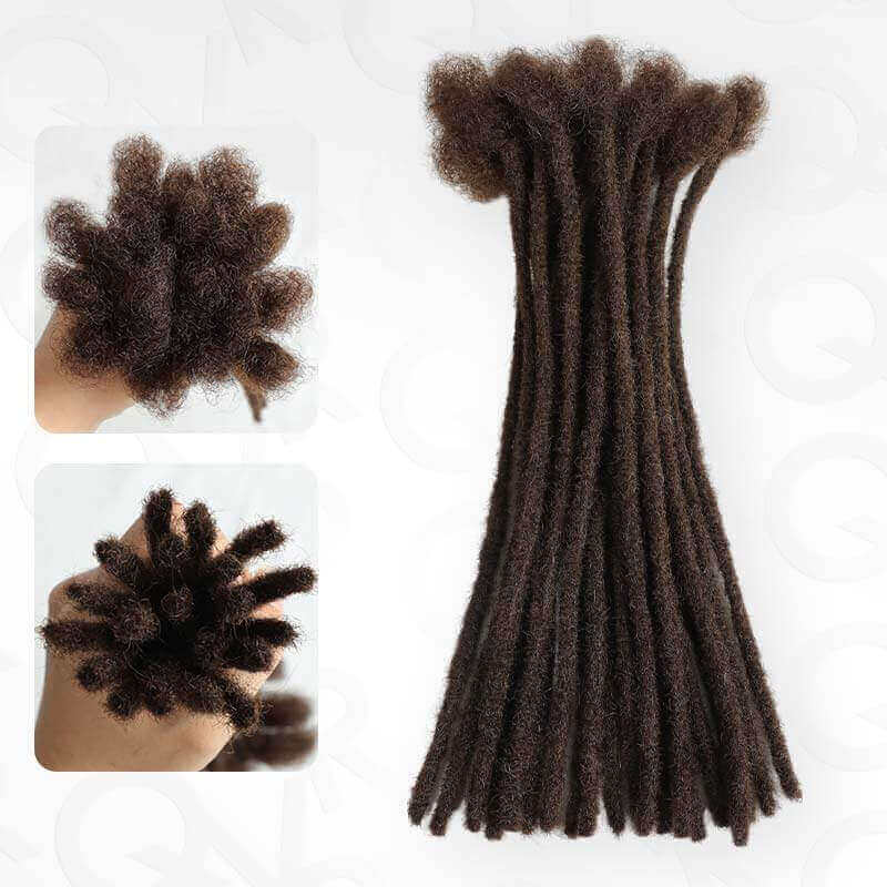 QVR Handmade Dreadlocks Natural Black Thickness 0.6cm Human Hair Loc Extensions