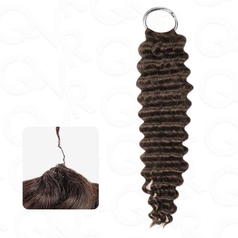 QVR Burmese Curly Feather Crochet Human Hair Dark Brown Machine Made Crochet Weave Hair Extensions
