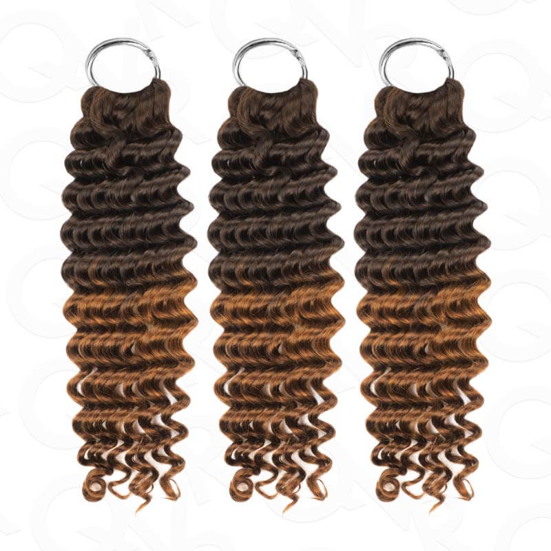 QVR Premium Chinese Hair Deep Wave Virgin Human Crochet Hair Ombre #T2/30 Machine Made Feather Crochet Hairstyles