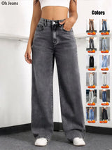 Women's Elastic Waist Denim Jeans with Pockets and Buttons, Casual Basic Fashion Comfortable Trousers for All Seasons, Perfect for Any Occasionstacked pants