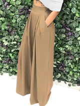 Women's Plain Plicated Pocket Wide Leg Pants