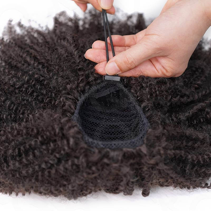QVR Drawstring Ponytail Extension Afro Kinky Curly Human Hair Ponytail Hairstyle