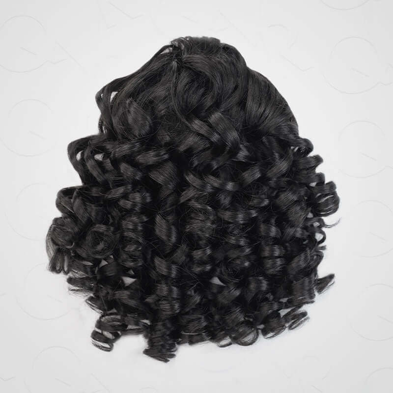 QVR Drawstring Ponytail Extension Bouncy Curl Human Hair Ponytail Hairstyle