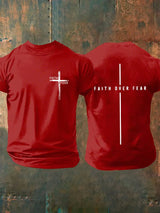 Men's Faith Over Fear Printed Casual T-Shirt