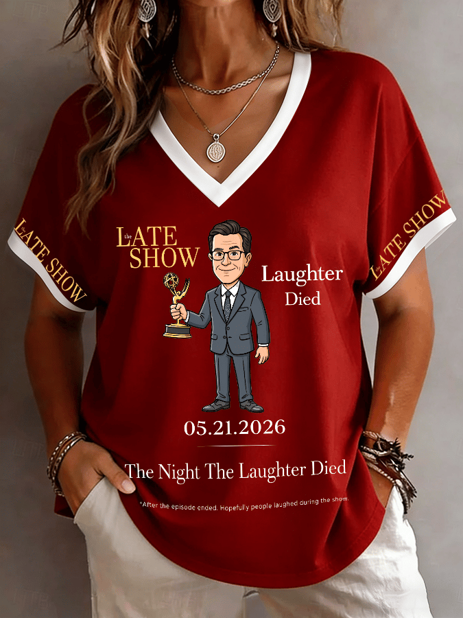 🔥Buy 3 Get 15% Off🔥Women's "The Night When Laughter Stops" Printed Comfortable V-Neck T-Shirt