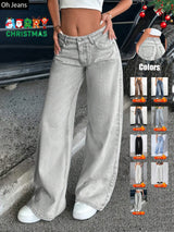 Women's Elastic Waist Denim Jeans with Pockets and Buttons, Casual Basic Fashion Comfortable Trousers for All Seasons, Perfect for Any Occasionstacked pants