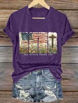 Women'S Casual One Country Under God Faith Graphic Print Short Sleeve T-Shirt