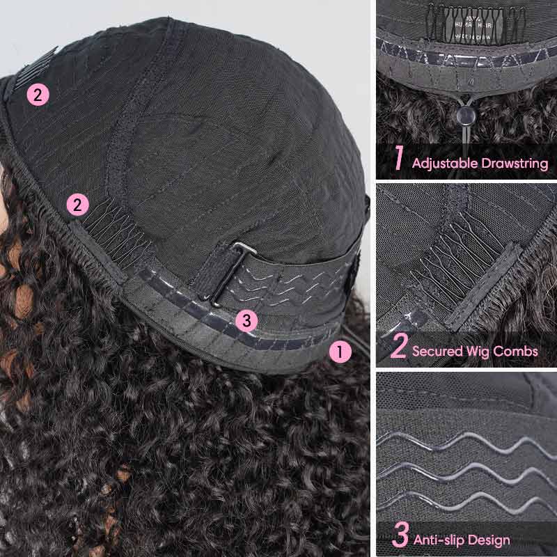 QVR Glueless Twist Curly Half Wig 250% Density Human Hair Wig Wear Go Flip Over Wig