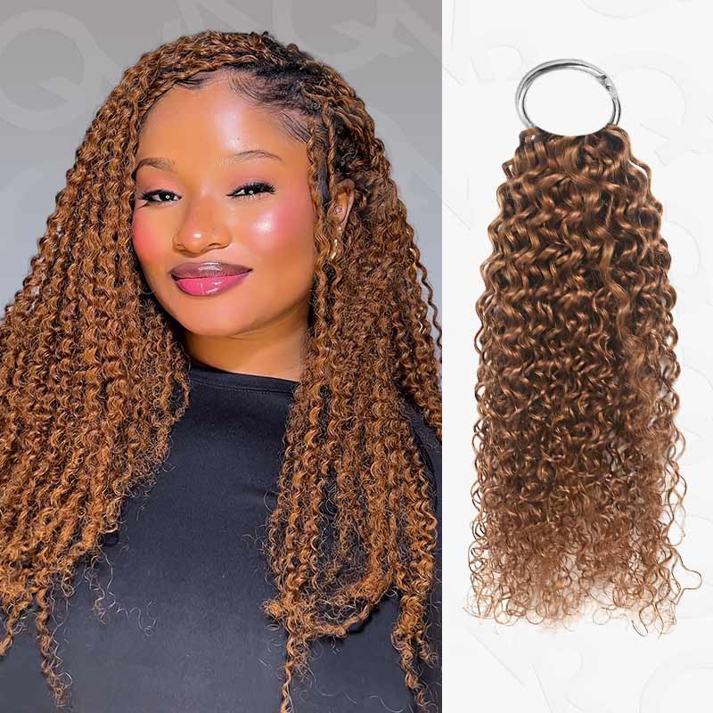 QVR Dark Brown #4 Crochet Hair Small Kinky Curly Machine Made Feather Human Hair Extension