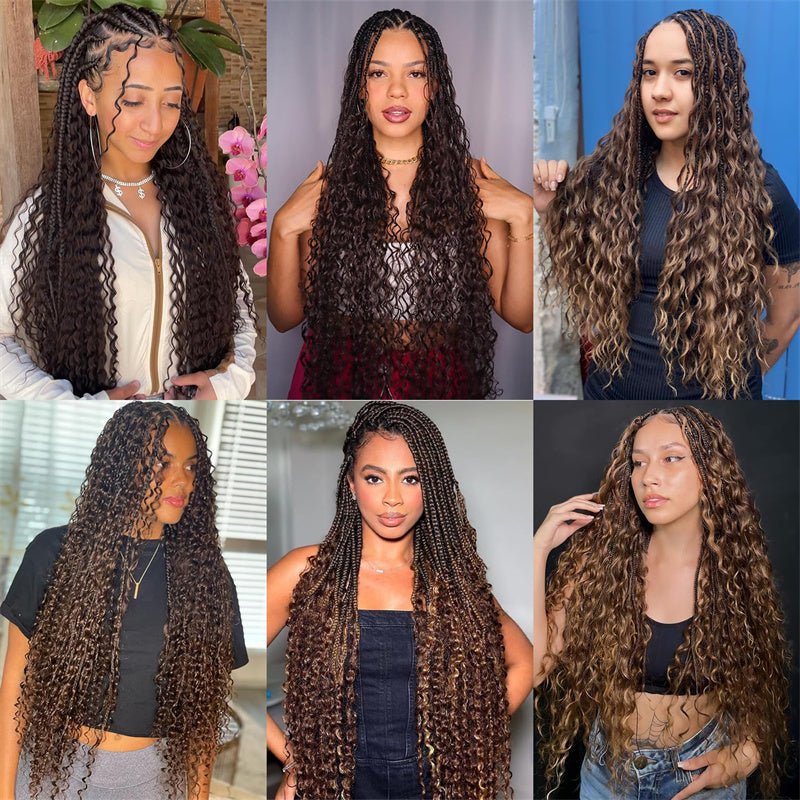QVR Deep Wave Braiding Hair for Boho Braids #4 Chocolate Brown Bulk Human Hair No Weft