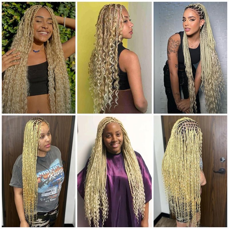 QVR Human Braiding Hair for Boho Braids #613 Blonde Deep Wave Bulk Human Hair No Weft