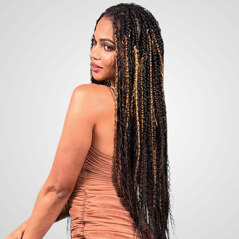 QVR Highlight P4/27 Kinky Curly Bulk Hair Extensions for Boho Knotless Braiding